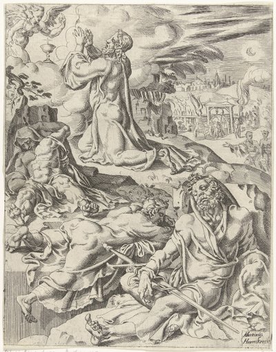 Christus im Garten Gethsemane (Val und die Erlösung der Menschheit durch das Leben und die Passion Christi) von Dirck Volckertsz. Coornhert (attributed to)