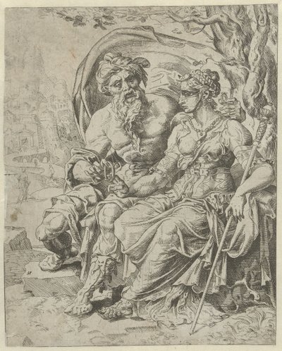 Juda gibt Tamar das Pfand (Geschichte von Juda und Tamar) von Dirck Volckertsz. Coornhert (attributed to)