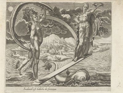 Die Unbeständigkeit des Glücks; Es ist leicht zu tanzen, wenn das Glück für dich spielt von Dirck Volckertsz. Coornhert (attributed to)