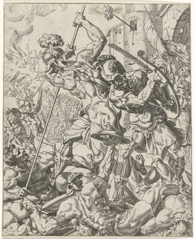 Flucht der assyrischen Armee von Dirck Volckertsz. Coornhert (attributed to)