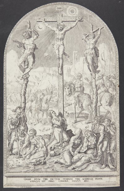 Christus am Kreuz zwischen den beiden Dieben von Dirck Volckertsz. Coornhert