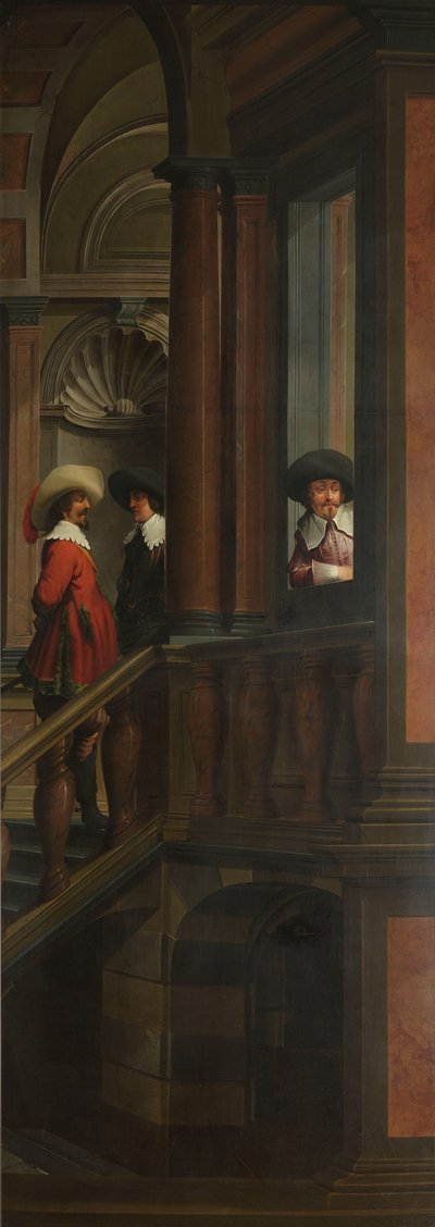 Eine siebenteilige dekorative Sequenz: Eine Außentreppe von Dirck van Delen