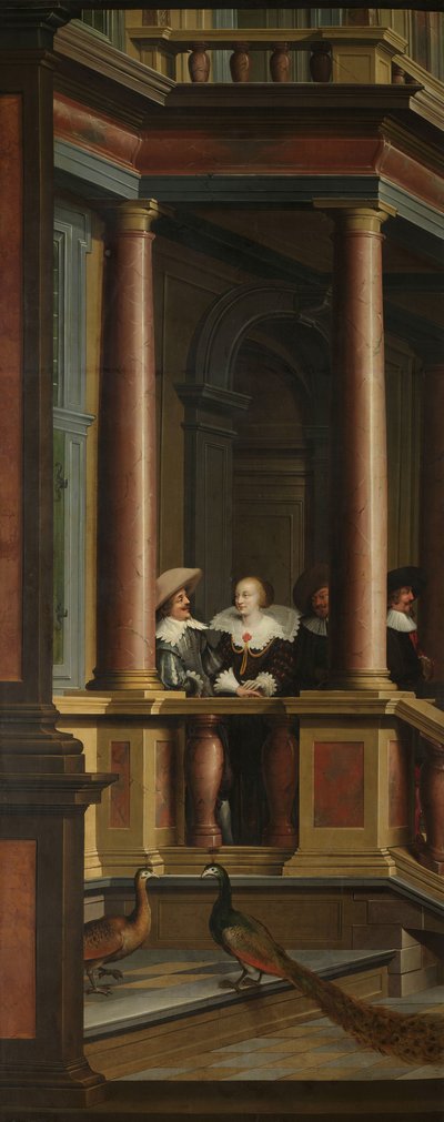 Eine siebenteilige dekorative Sequenz: Eine Außentreppe von Dirck van Delen