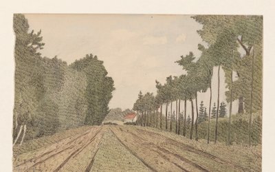 Landschaft mit einem Gebäude in der Ferne von Dirk Arnoldus Tavenraat