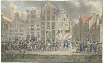 Anti-englische Demonstration in Rotterdam, 2. März 1781 von Dirk Langendijk (signed by artist)