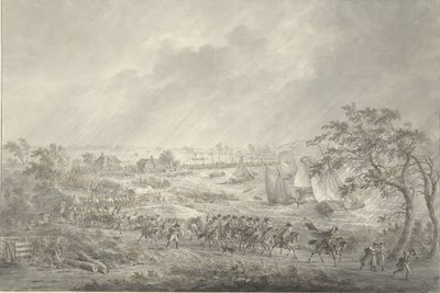 Überfahrt der englischen und hannoverschen Truppen von Nijmegen nach Lent über die Schiffsbrücke über die Waal, 7. November 1794 von Dirk Langendijk