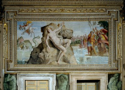 Andromeda wird dem Seeungeheuer angeboten und von Perseus befreit von Domenichino