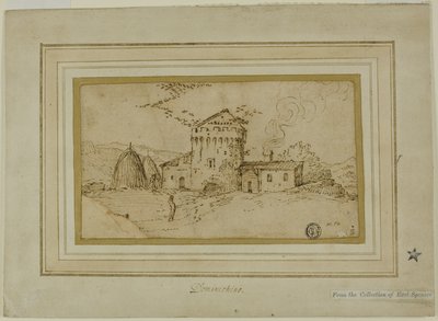 Bauernhof mit Turm und Heuhaufen von Domenichino