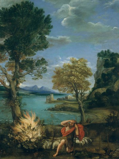 Landschaft mit Moses und dem brennenden Dornbusch von Domenichino