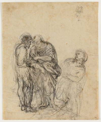 Studie eines alten Mannes, eines jüngeren Mannes und einer Frau von Domenichino