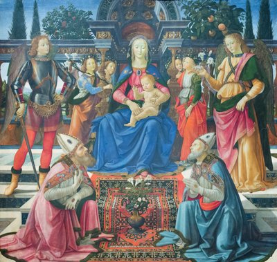 Madonna und Kind mit den Erzengeln und den heiligen Bischöfen Justus und Zenobius von Domenico (1449 94) Ghirlandaio