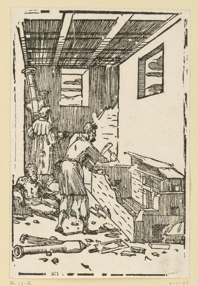 Der Bildgießer. Aus der Folge "De re metallica". von Domenico Beccafumi