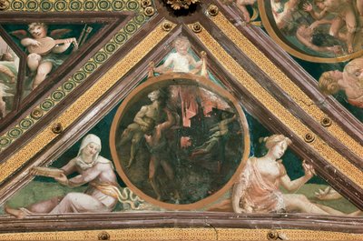Äneas rettet Anchises aus dem Feuer von Troja (Fresko) von Domenico Beccafumi