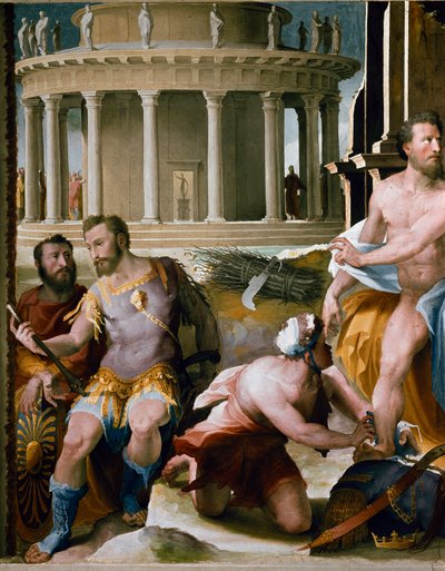 Friesland: Das Opfer von Kodros, König von Athen, Detail von Domenico Beccafumi