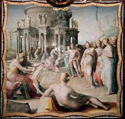 Zeuxis malt das Porträt der Helena für den Tempel der Hera in Kroton von Domenico Beccafumi