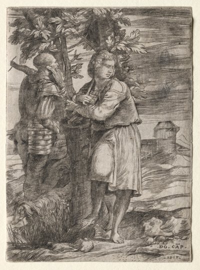 Hirte und alter Krieger, 1517 von Domenico Campagnola