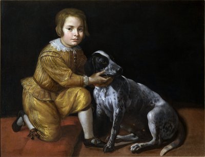 Porträt eines Jungen mit einem Hund von Domenico Fiasella