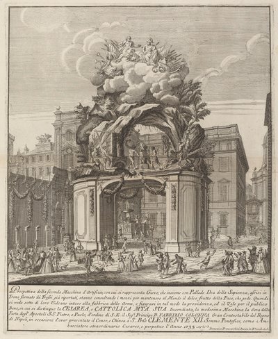 Jupiter und Minerva und die Schmiede des Vulkan, für das "Chinea"-Fest von Domenico Franceschini probably after Nicola Michetti