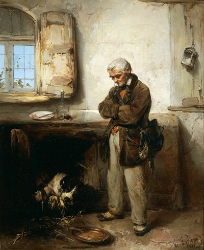 Alter Mann und Hund, circa 1855 von Domenico Induno