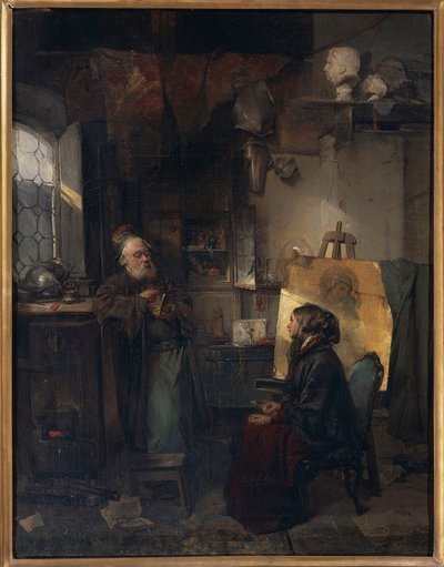 Der alte Geldverleiher untersucht die letzten Schmuckstücke einer Dame in Not von Domenico Induno