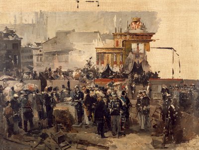 Grundsteinlegung der Galleria Vittorio Emanuele II in Mailand, 7. März von Domenico Induno