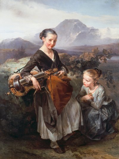 Frau spielt Drehleier von Domenico Induno