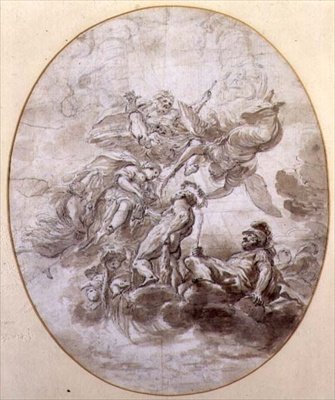 Die Apotheose des Herkules, Entwurf für ein Deckenfresko für den Palazzo Pepoli in Bologna von Domenico Maria Canuti