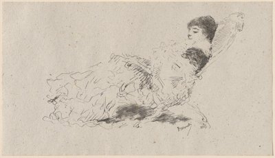 Die Tochter des Künstlers Eleonora auf einer Chaiselongue liegend von Domenico Morelli