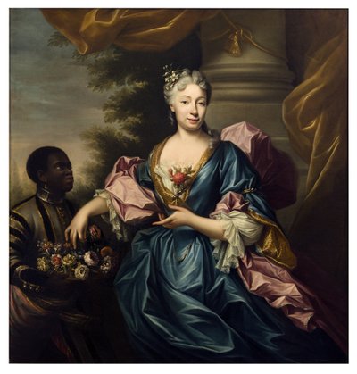 Porträt einer Dame mit Diener von Domenico Parodi