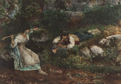 Eine italienische Contadina wird von einem Schäfer umworben von Domenico Pennacchini