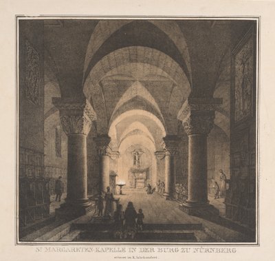 Bemerkenswerte Gebäude des Mittelalters in Deutschland: St. Margaretenkapelle in der Kaiserburg zu Nürnberg von Domenico Quaglio