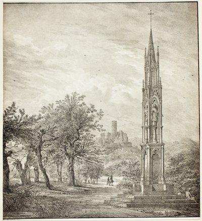 Ruine von Godesberg mit dem sogenannten Hohen Kreuz des Rheins von Domenico Quaglio