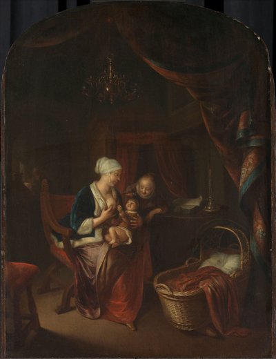 Eine Mutter gibt ihrem Kind die Brust von Domenicus van Tol