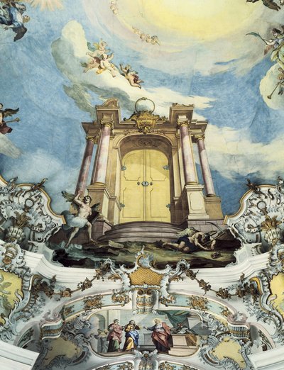 Die Tür der Ewigkeit mit der Inschrift Tempus non erit amplius (Fresko) von Dominikus Zimmermann
