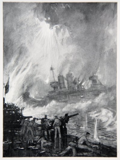 Kämpfe bis zur letzten Kanone: das tapfere Ende der H.M.S. Tiperrary bei Jütland, Illustration aus 