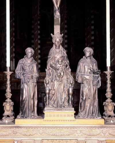 Gruppe von Jungfrau und Kind mit Heiligen, von Donatello, Basilika des Heiligen Antonius von Padua, Italien von Donatello