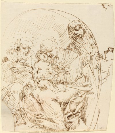 Heilige Familie mit der heiligen Anna und weiblichem Profilkopf von Donato Creti