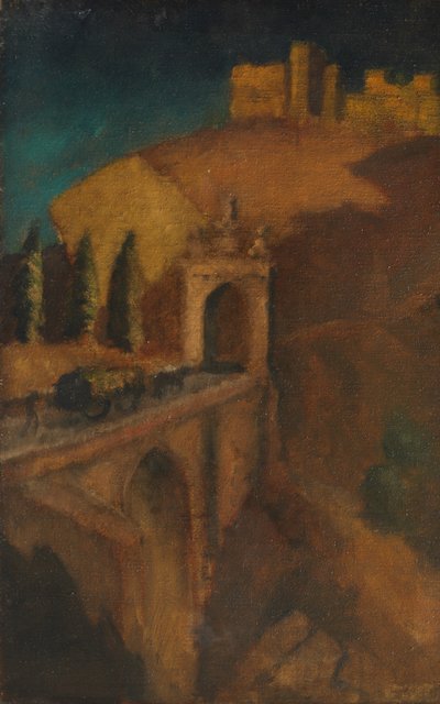 Berglandschaft mit Brücke (verso), ca. 1910 von Dora (attr. to) Carrington
