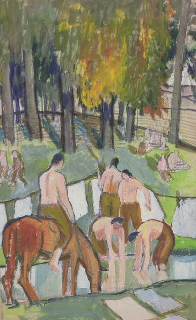 Soldaten an einem Bach, 1920 von Dora Carrington