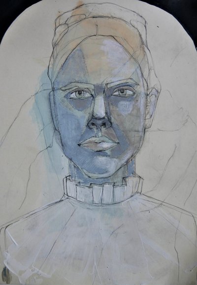 Blaue Töne Porträt von Doris Schmitz
