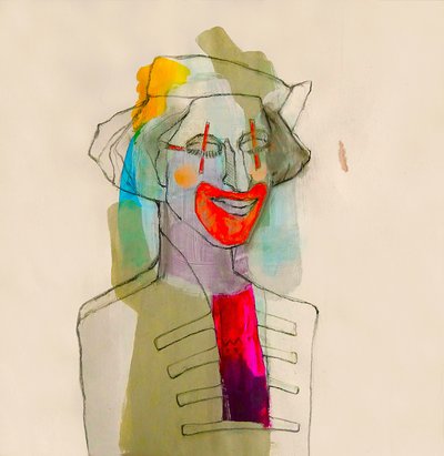 Buntes Clown-Porträt von Doris Schmitz
