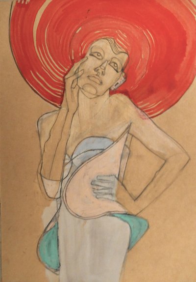 Elegante Frau mit rotem Hut von Doris Schmitz