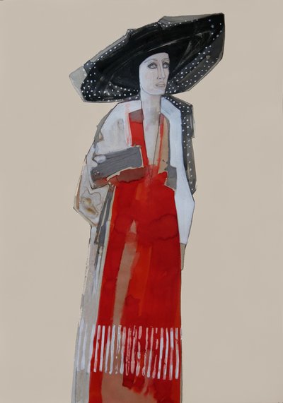 Elegante Frau rotes Kleid von Doris Schmitz