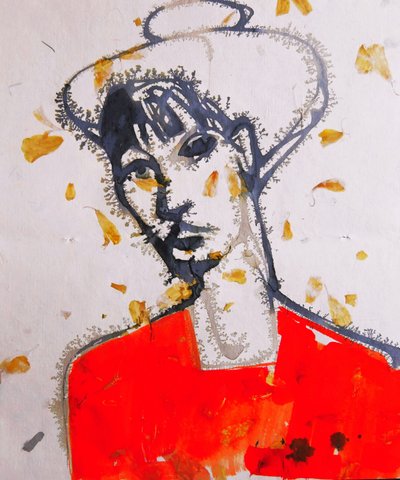 Ausdrucksstarkes Rotes Porträt von Doris Schmitz
