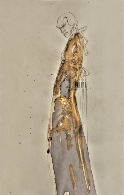 Goldene Fließende Figur von Doris Schmitz