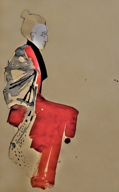 Frau Im Roten Kimono von Doris Schmitz