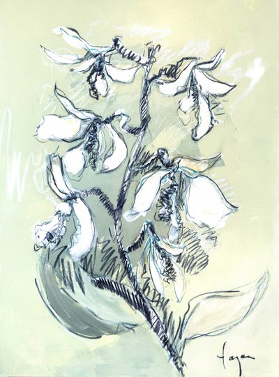 Weiße Blumenskizze von Dorothy Fagan