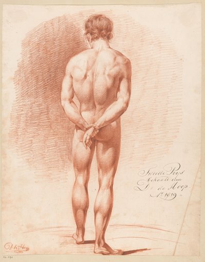 Stehender männlicher Akt, von hinten gesehen (2. Preis 1819) von Douwe de Hoop