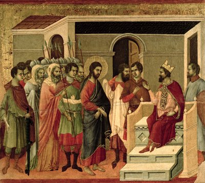 Maestà: Jesus vor Herodes von Duccio di Buoninsegna