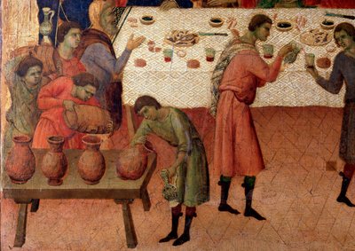 Die Hochzeit zu Kana. Detail, Rückseite des Altars von Duccio di Buoninsegna